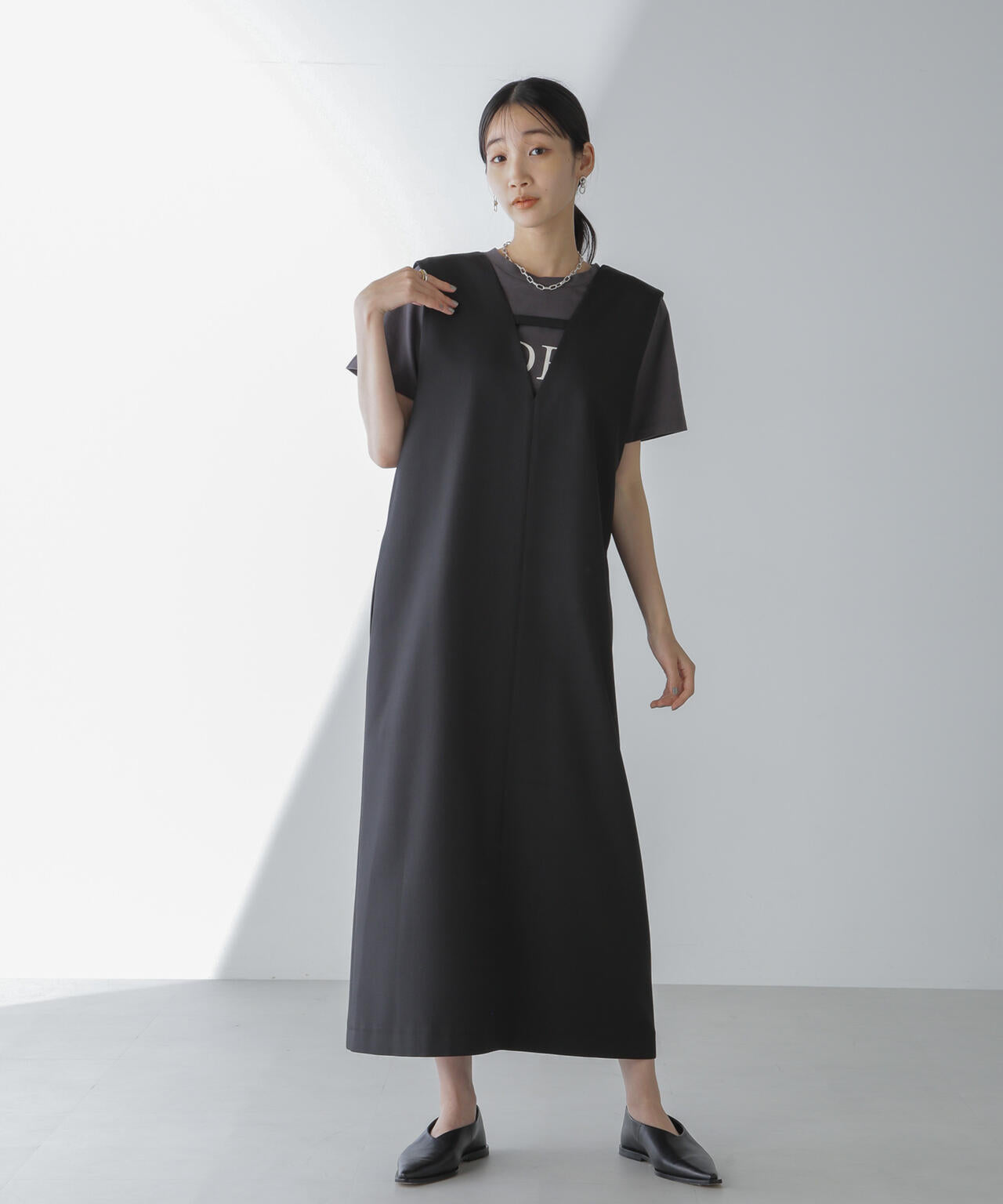 前後2wayロングジレ＆ジャンスカワンピース(セットアップ可) 6734119330