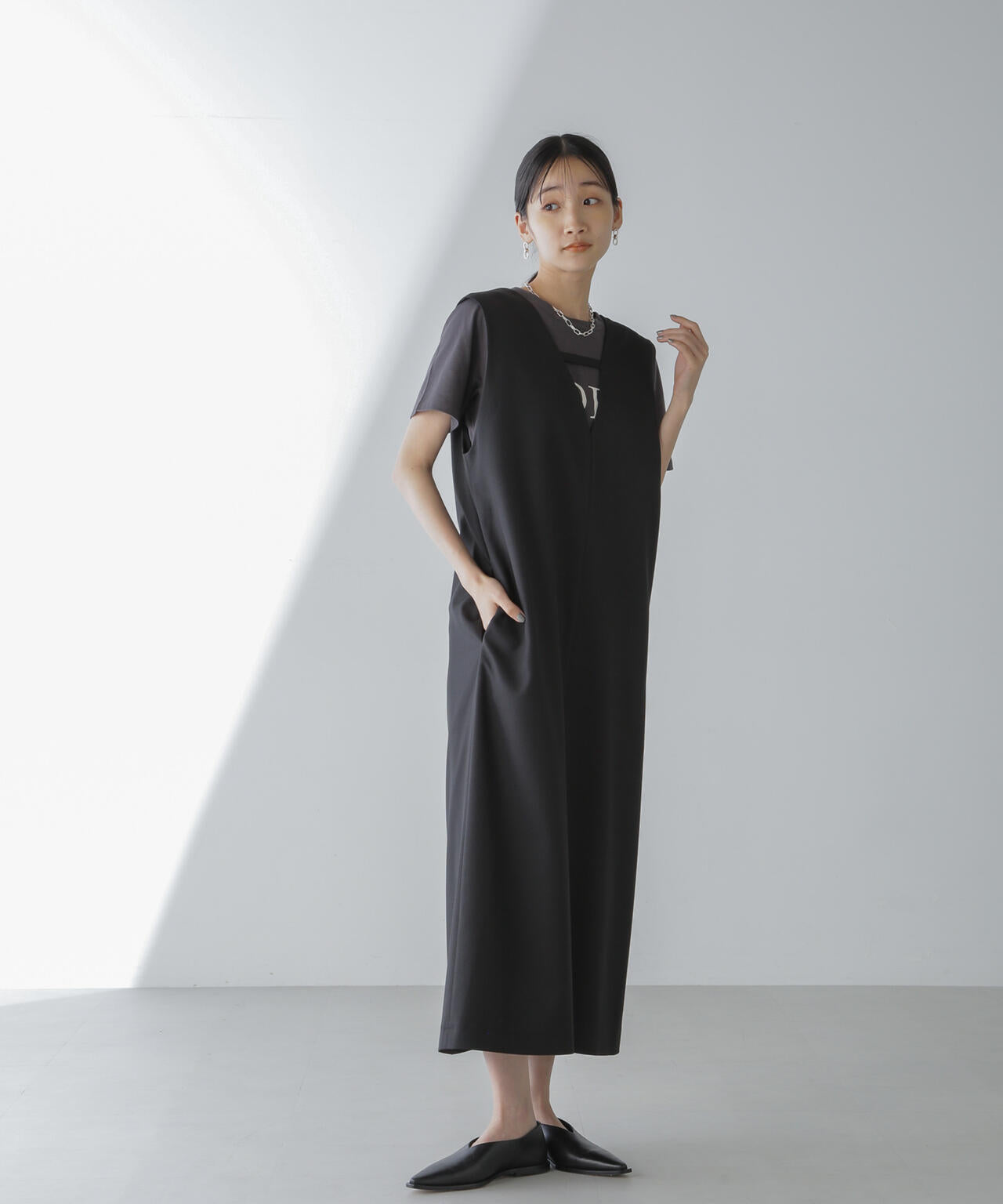 前後2wayロングジレ＆ジャンスカワンピース(セットアップ可) 6734119330