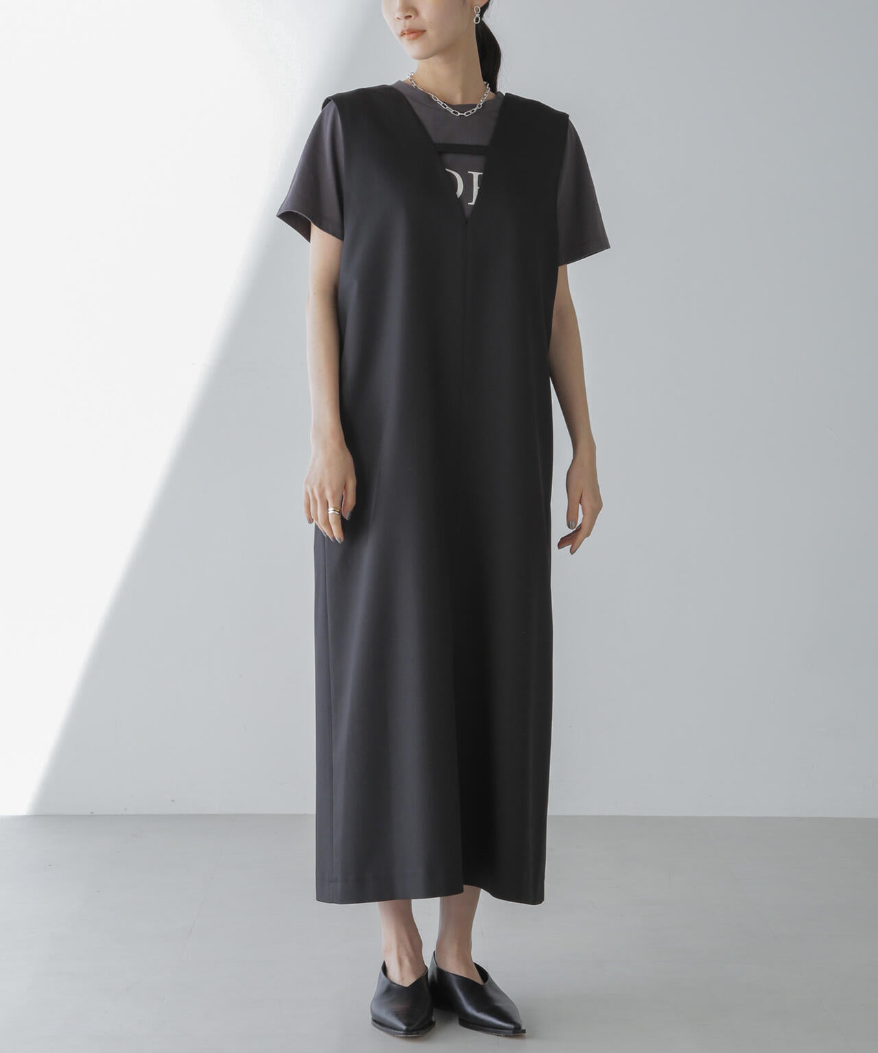 前後2wayロングジレ＆ジャンスカワンピース(セットアップ可) 6734119330