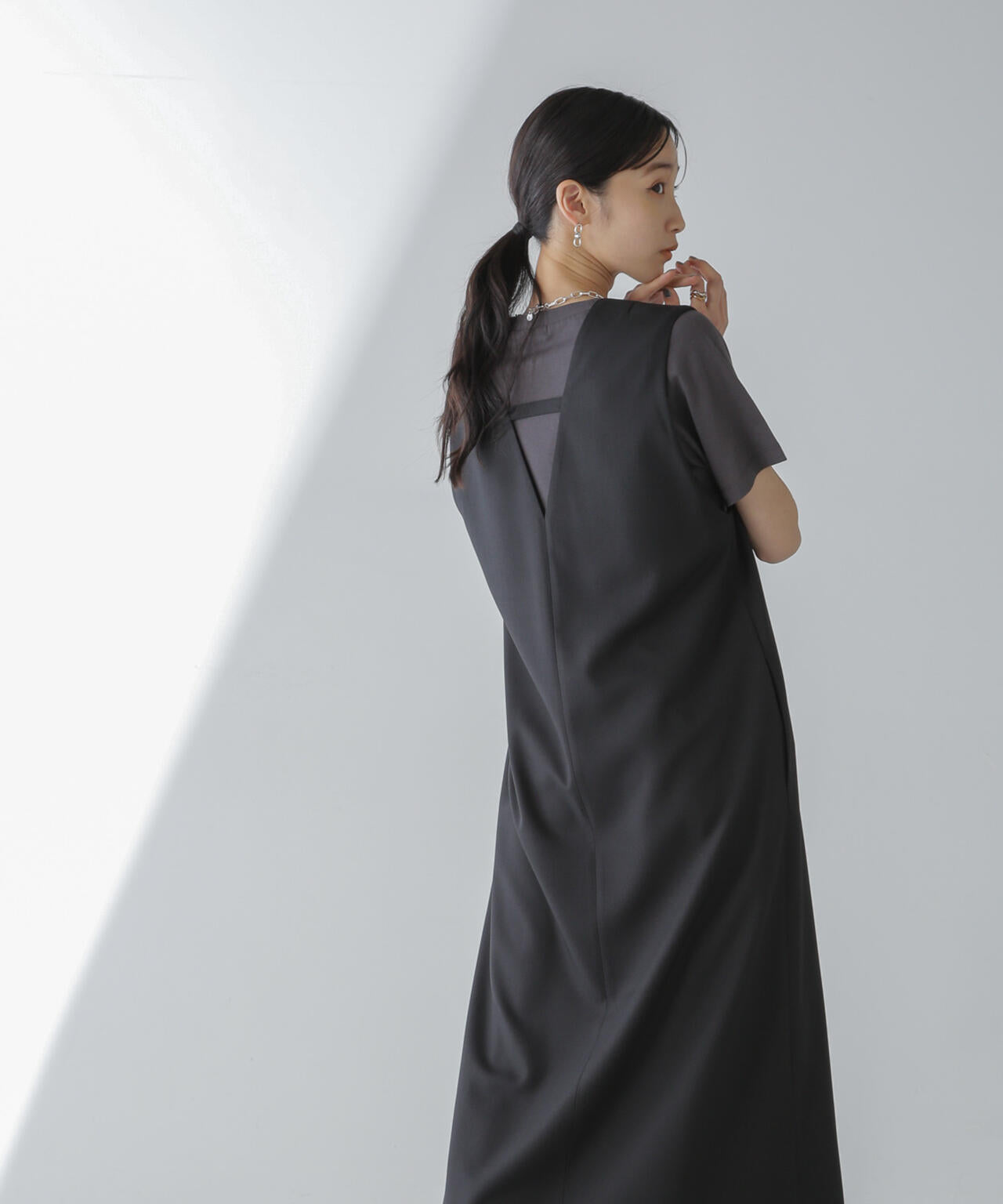前後2wayロングジレ＆ジャンスカワンピース(セットアップ可) 6734119330
