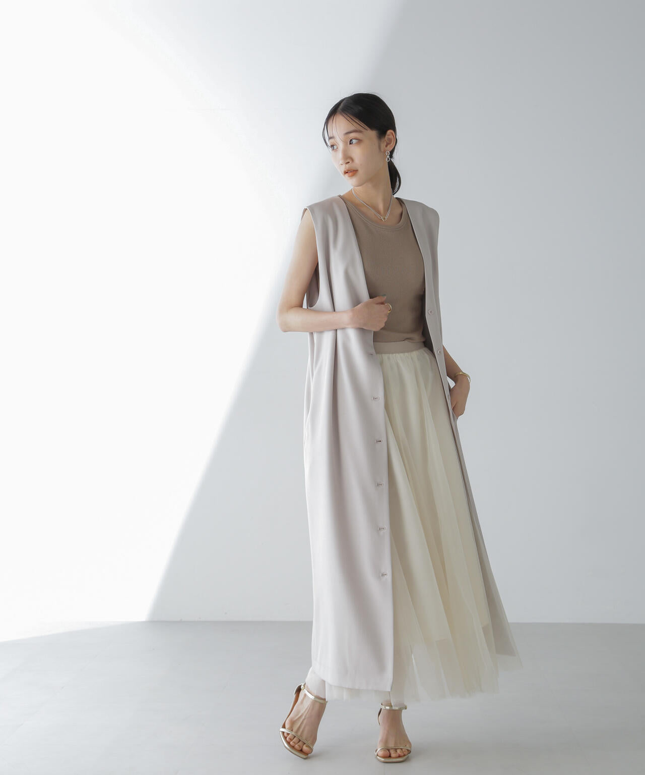 前後2wayロングジレ＆ジャンスカワンピース(セットアップ可) 6734119330