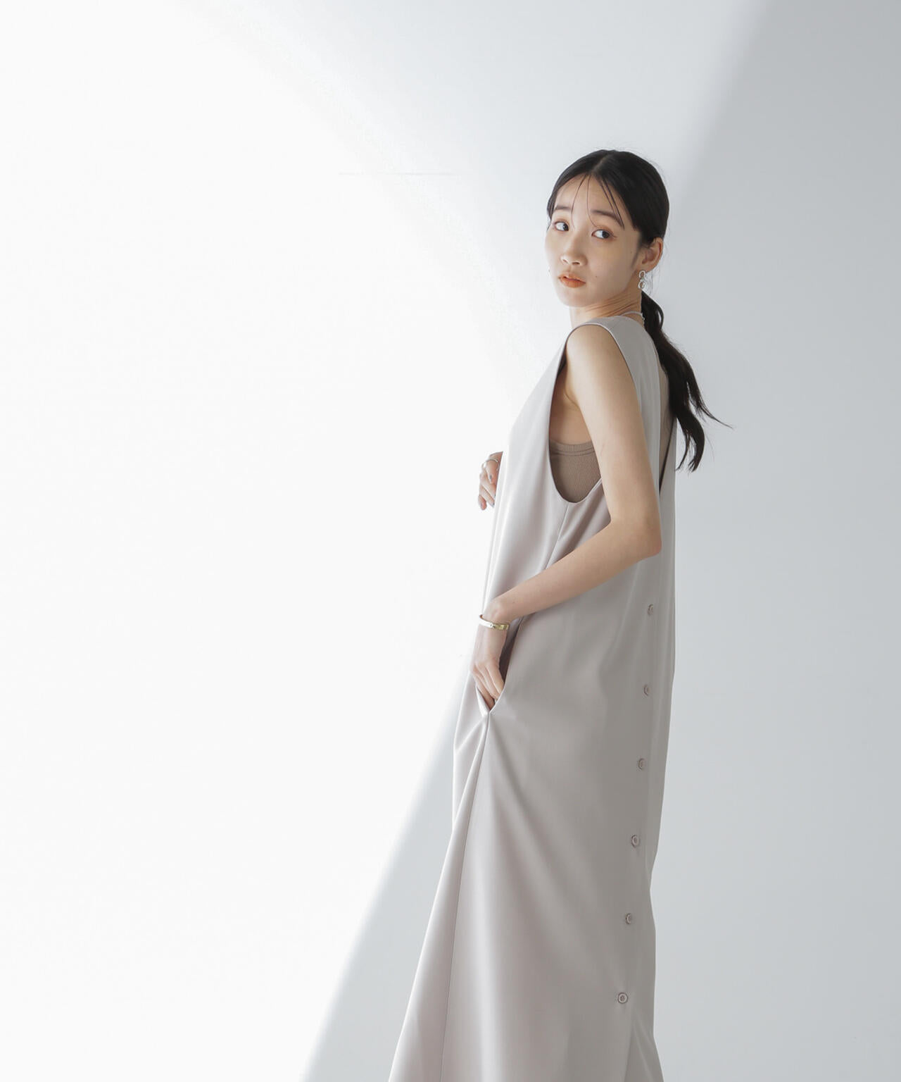 前後2wayロングジレ＆ジャンスカワンピース(セットアップ可) 6734119330