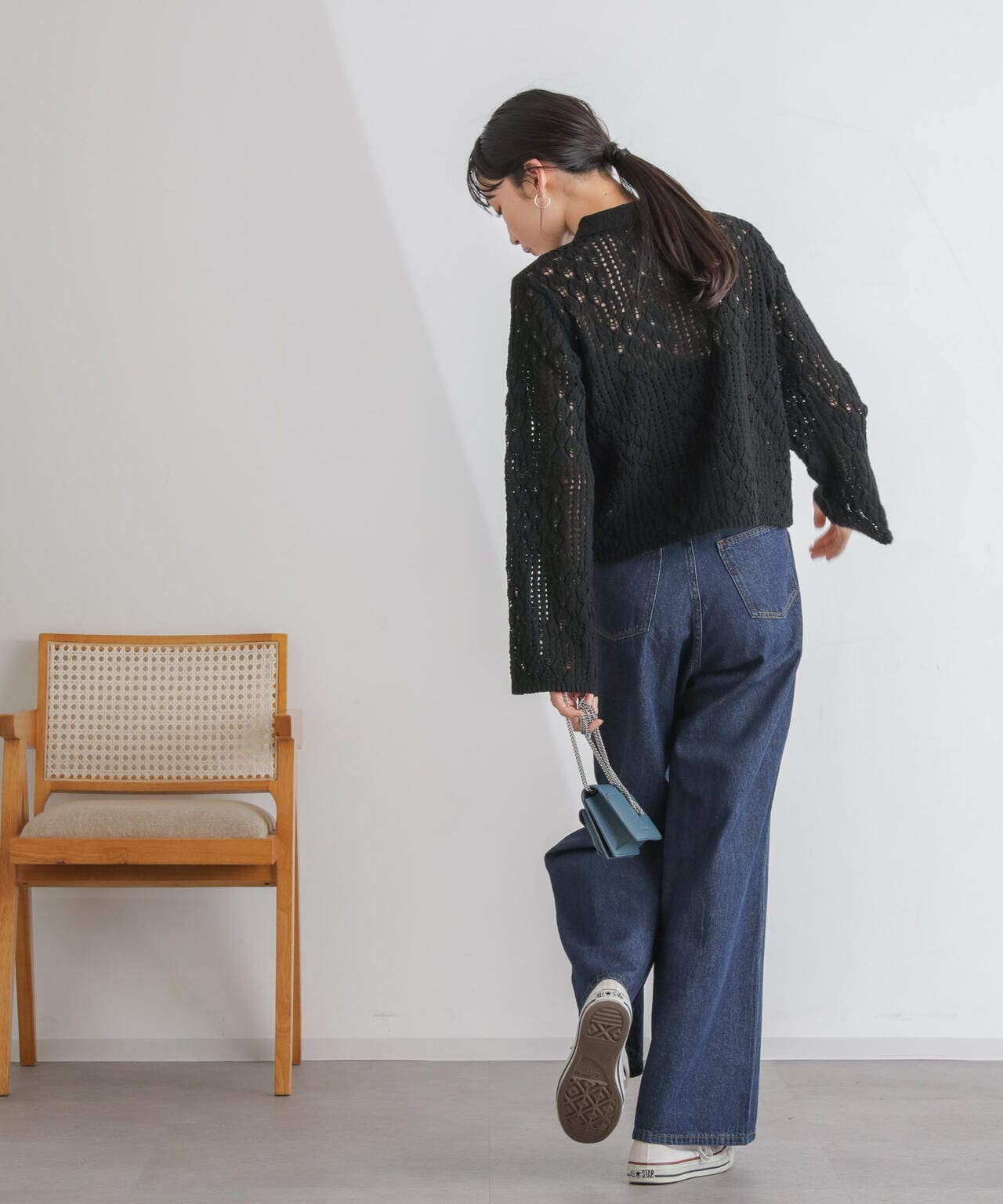 衿付き透かし編みカーディガン 6734122319