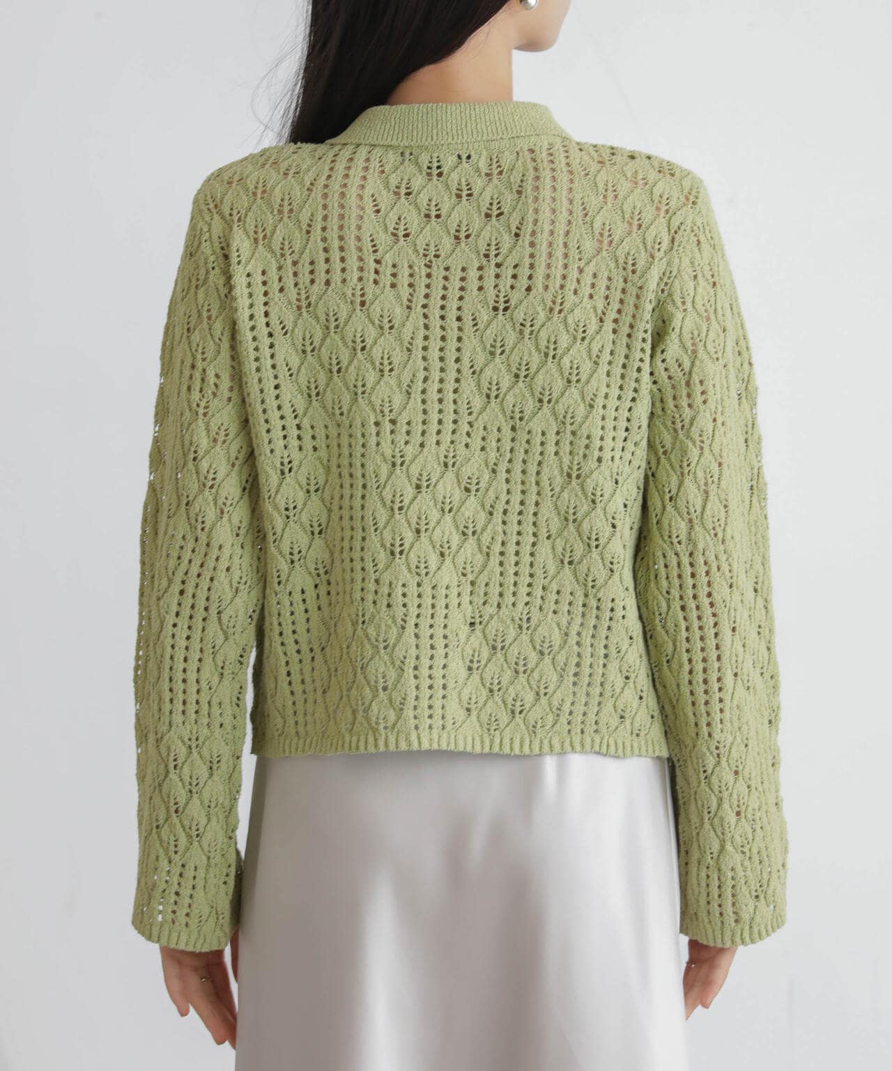 衿付き透かし編みカーディガン 6734122319