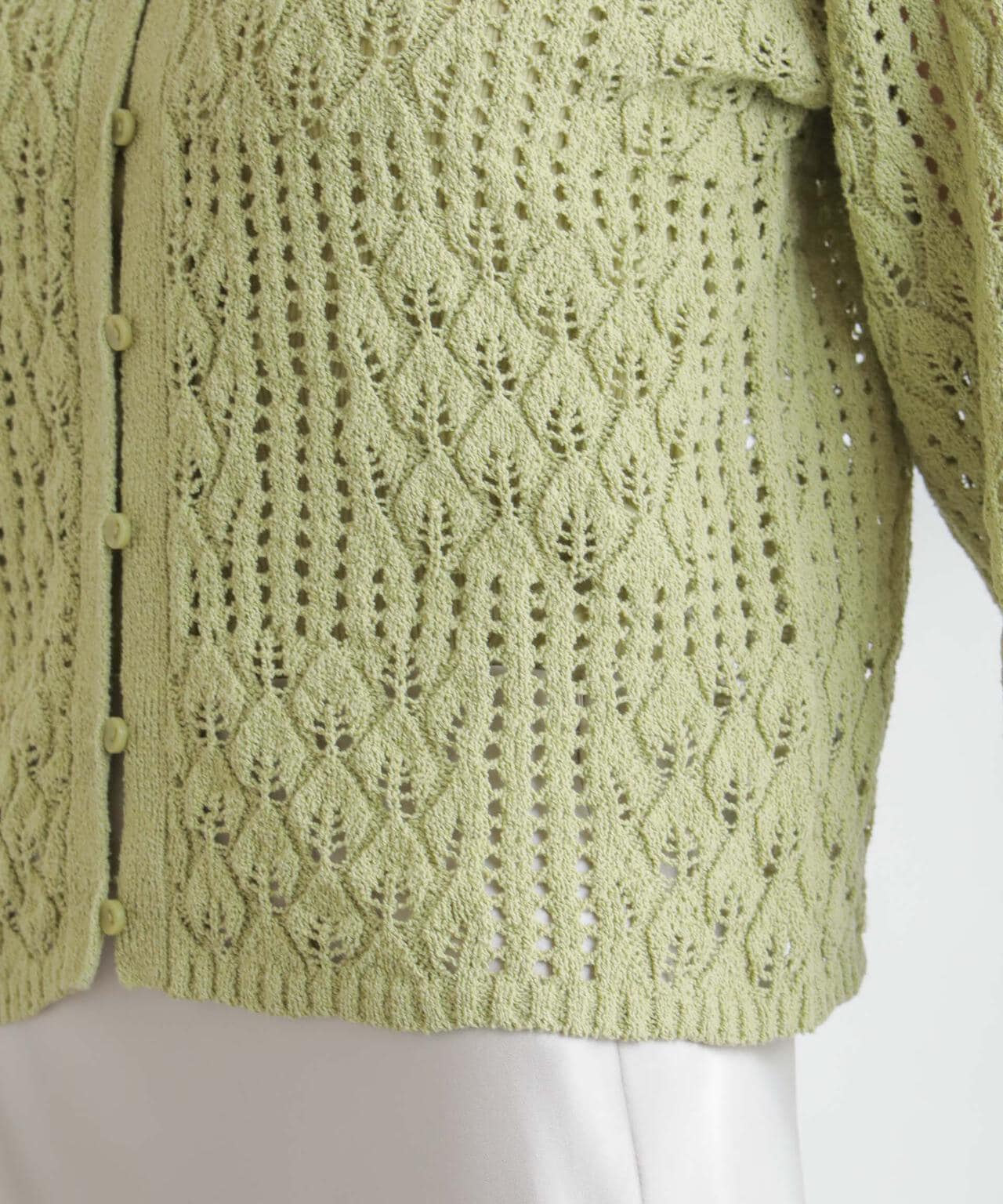 衿付き透かし編みカーディガン 6734122319