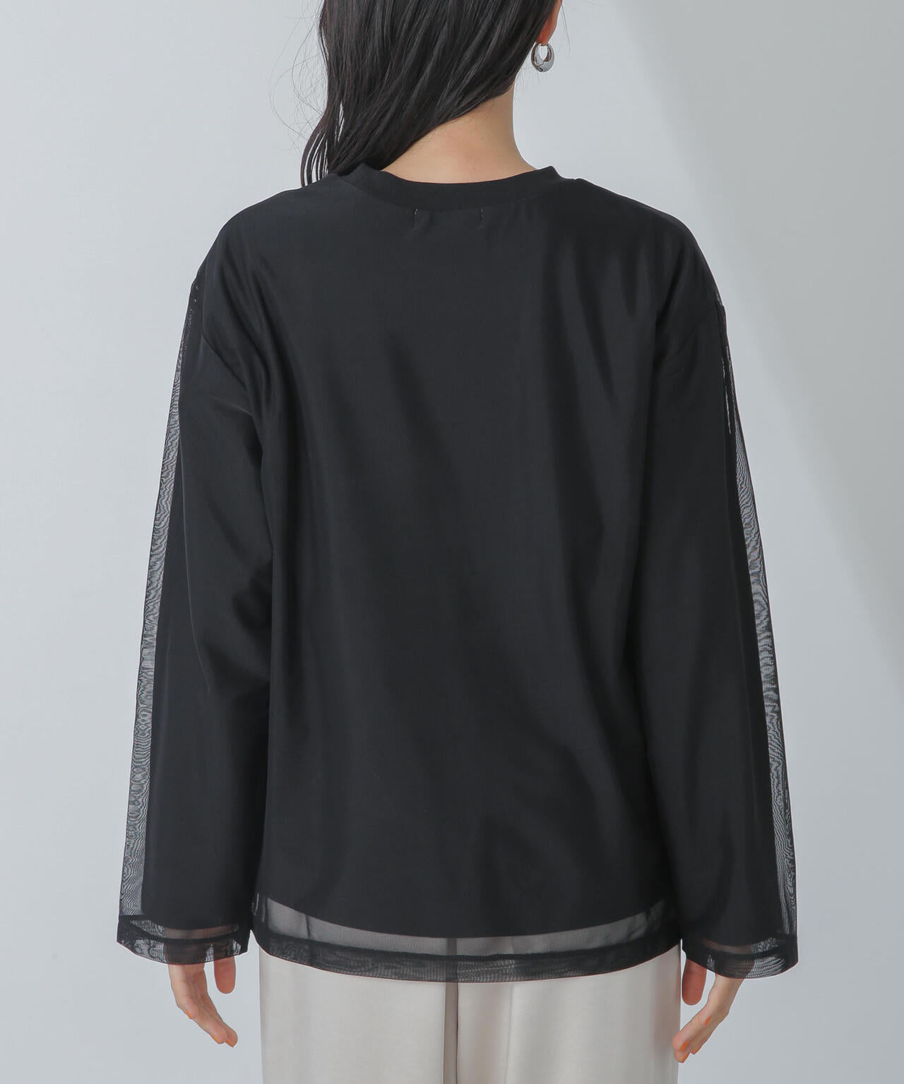 チュールレイヤードロングスリーブTシャツ 6734123307