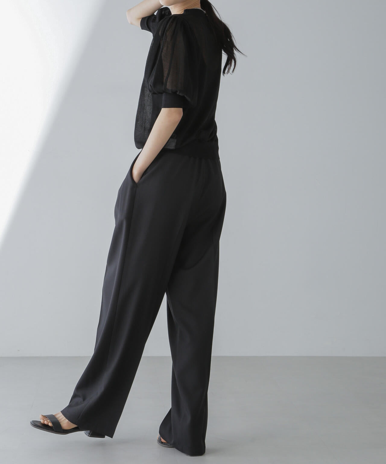 センタープレスタックワイドストレートパンツ(セットアップ可) 6734127322
