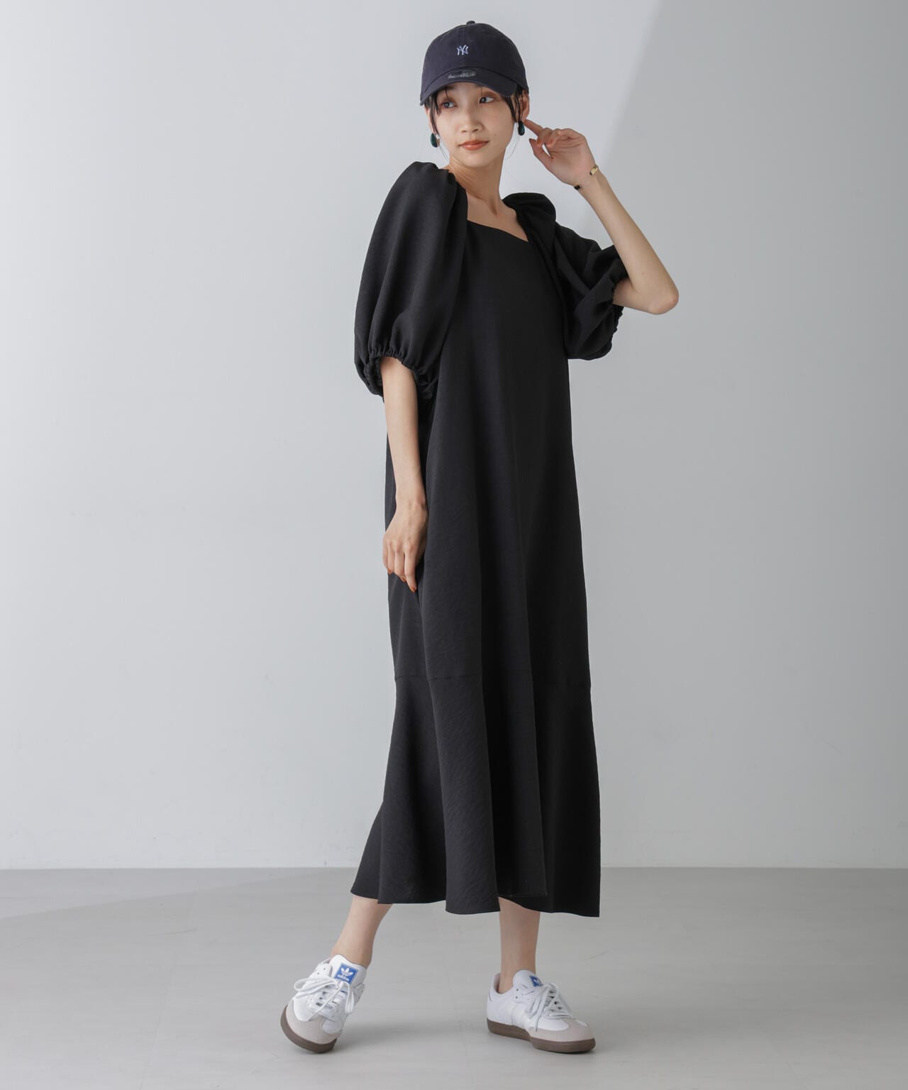 ボリュームスリーブフレアワンピース 6734219308