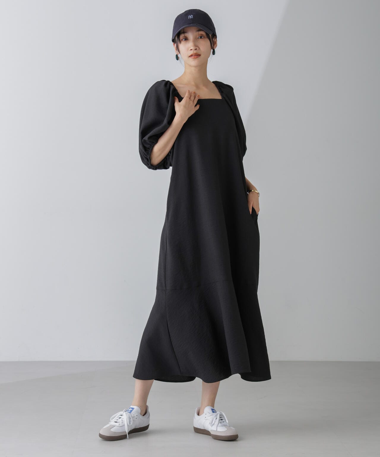 ボリュームスリーブフレアワンピース 6734219308