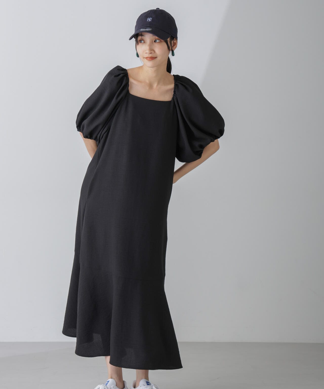 ボリュームスリーブフレアワンピース 6734219308