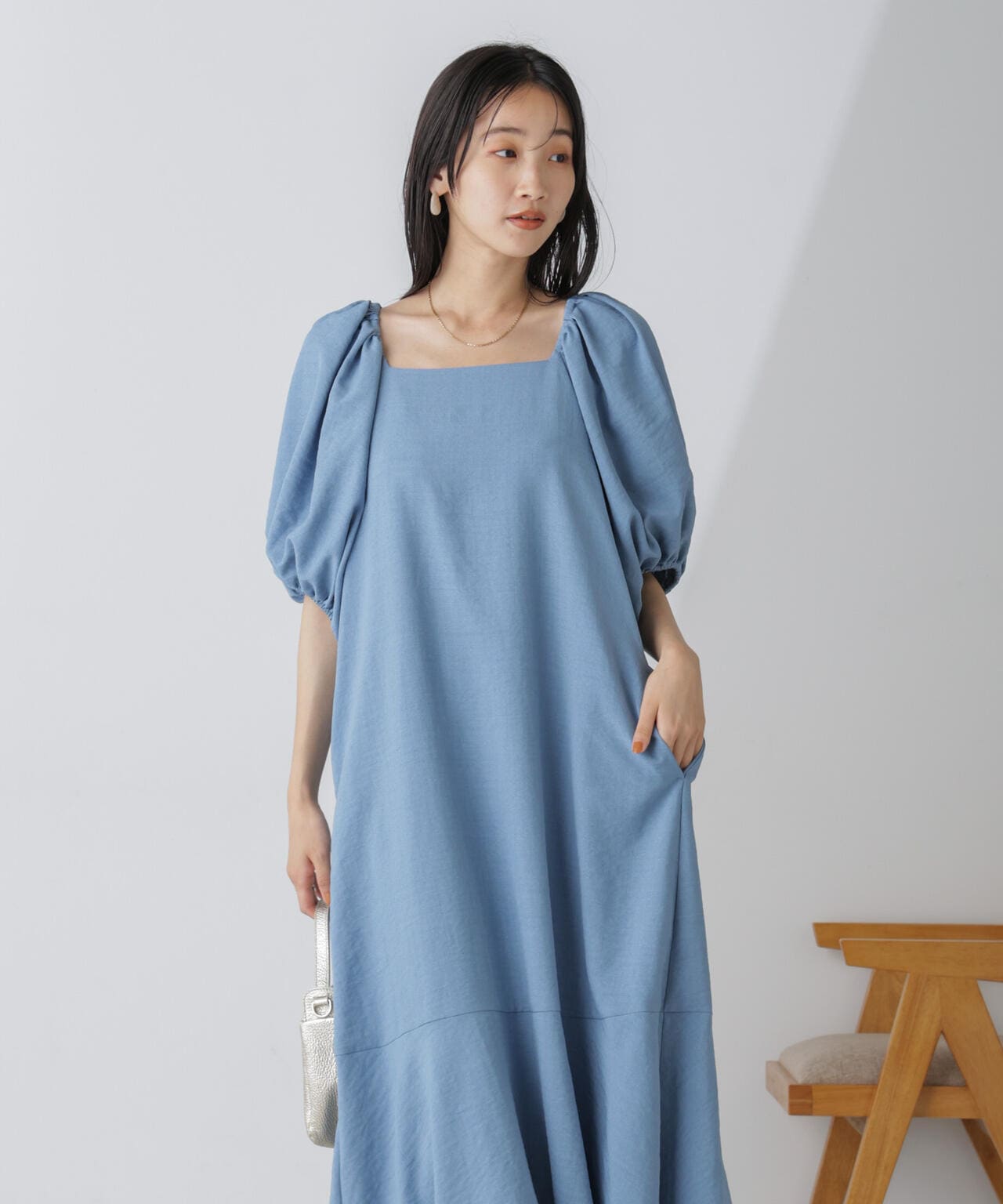 ボリュームスリーブフレアワンピース 6734219308