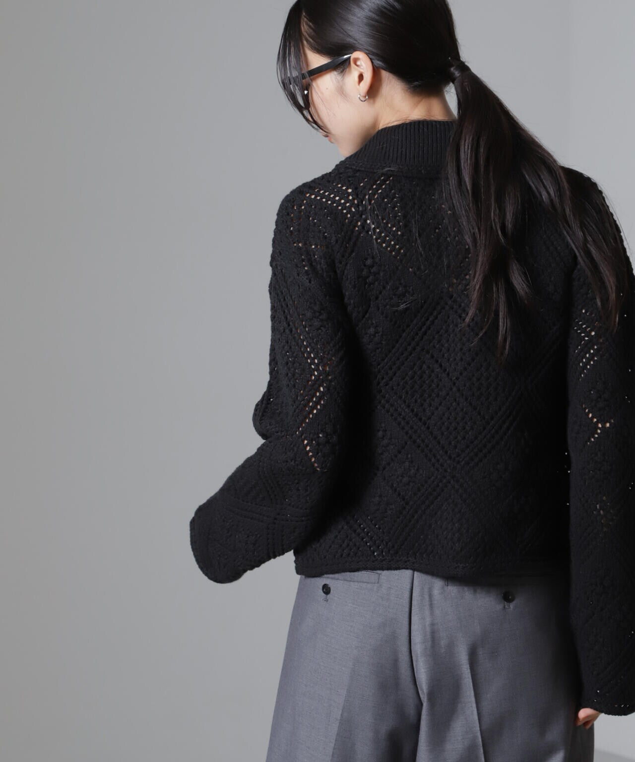 クロシェ風ニットカーディガン 6734222302