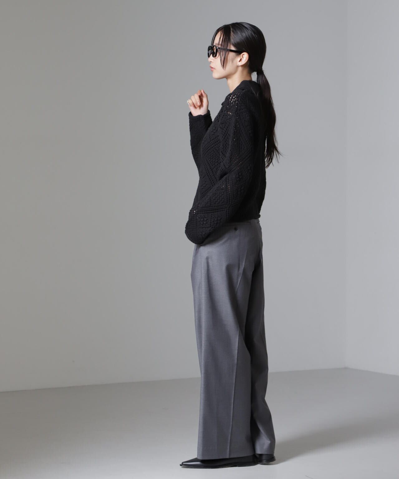 クロシェ風ニットカーディガン 6734222302