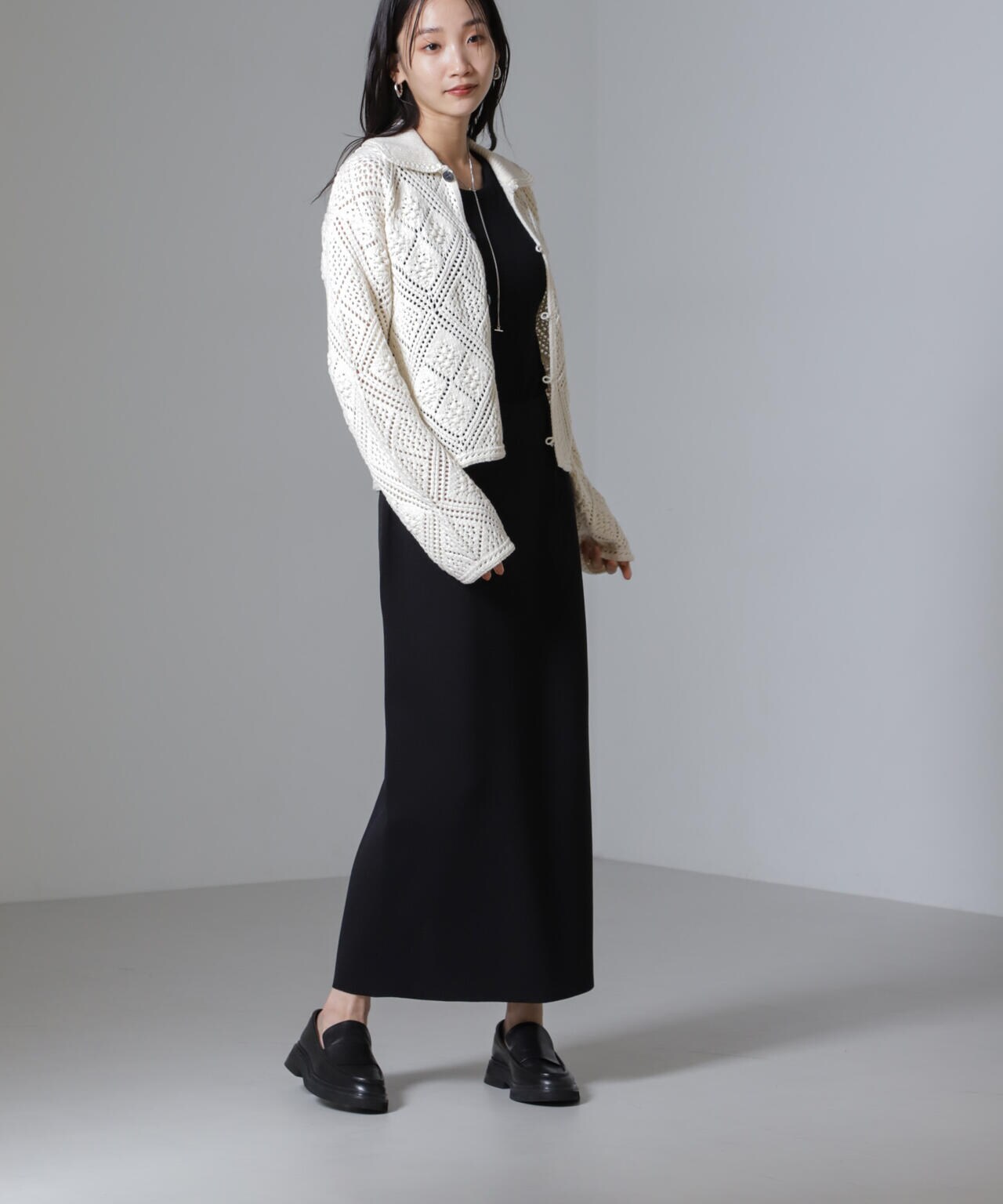 クロシェ風ニットカーディガン 6734222302