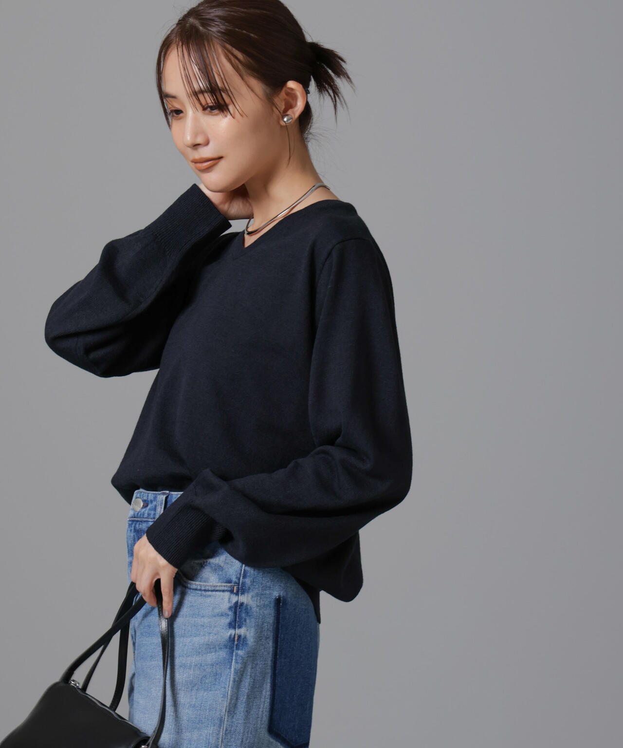 静電気防止 Vネックプルオーバーニット 6734222332