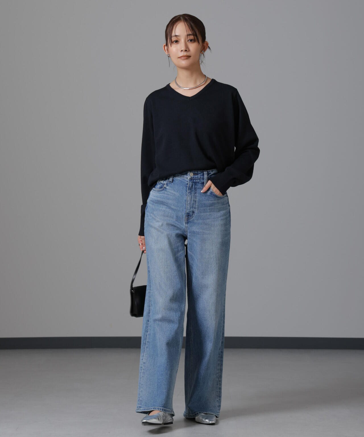 静電気防止 Vネックプルオーバーニット 6734222332