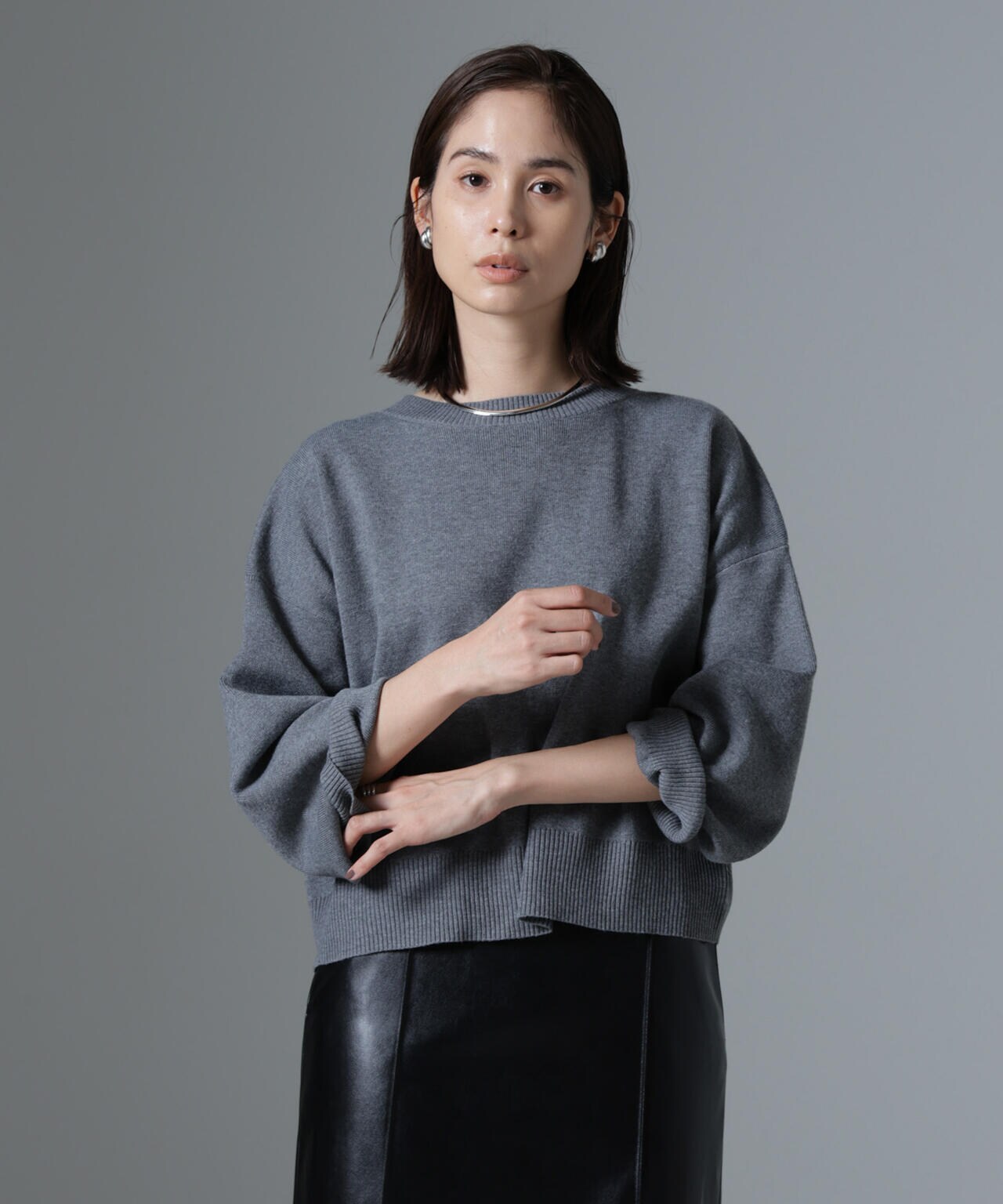 総針ワイドシルエットニットトップス(セットアップ可) 6734222348