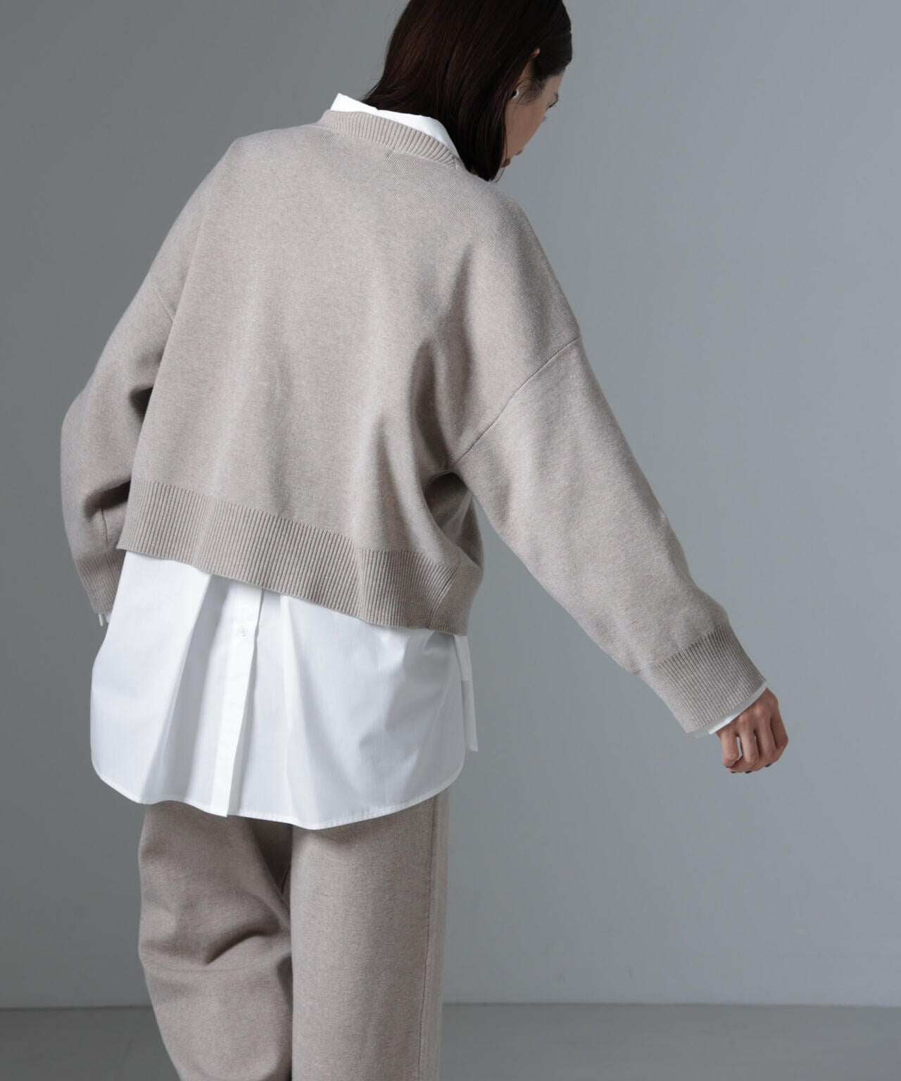 総針ワイドシルエットニットトップス(セットアップ可) 6734222348