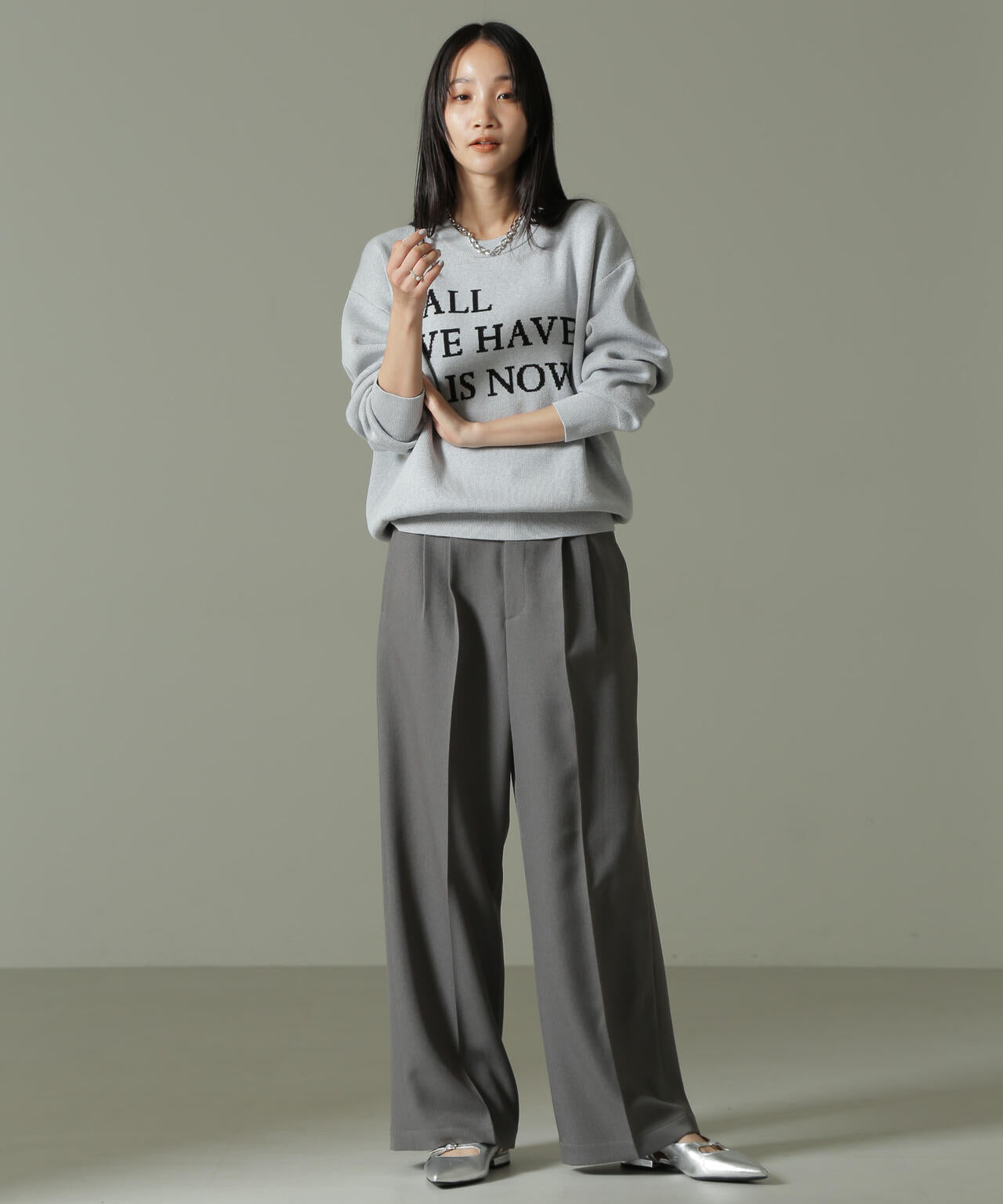 ウールライクタックワイドパンツ 6734227325