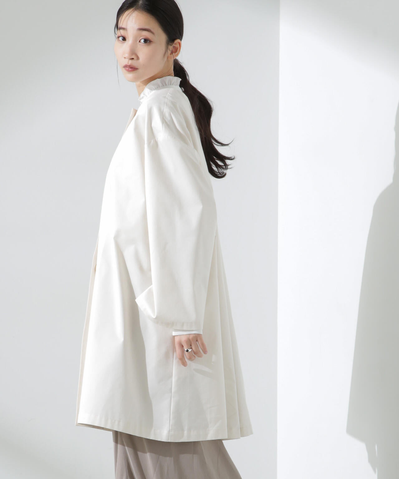 【人気シリーズ！春の機能性アウター】撥水&花粉ガードノーカラーコート 6735111304