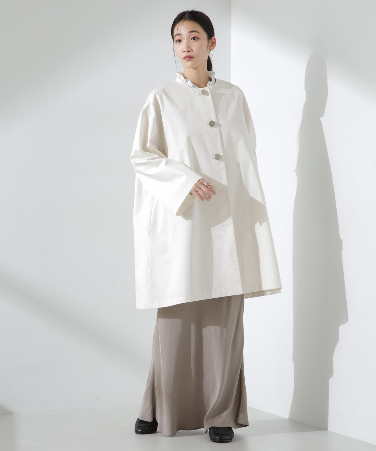 【人気シリーズ！春の機能性アウター】撥水&花粉ガードノーカラーコート 6735111304