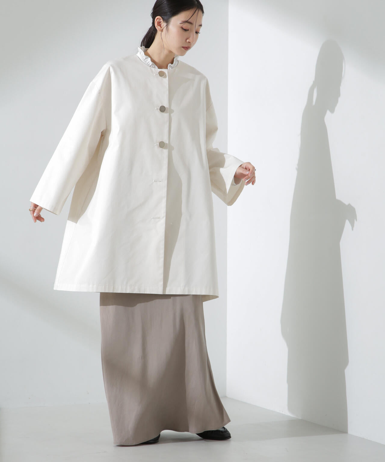 【人気シリーズ！春の機能性アウター】撥水&花粉ガードノーカラーコート 6735111304