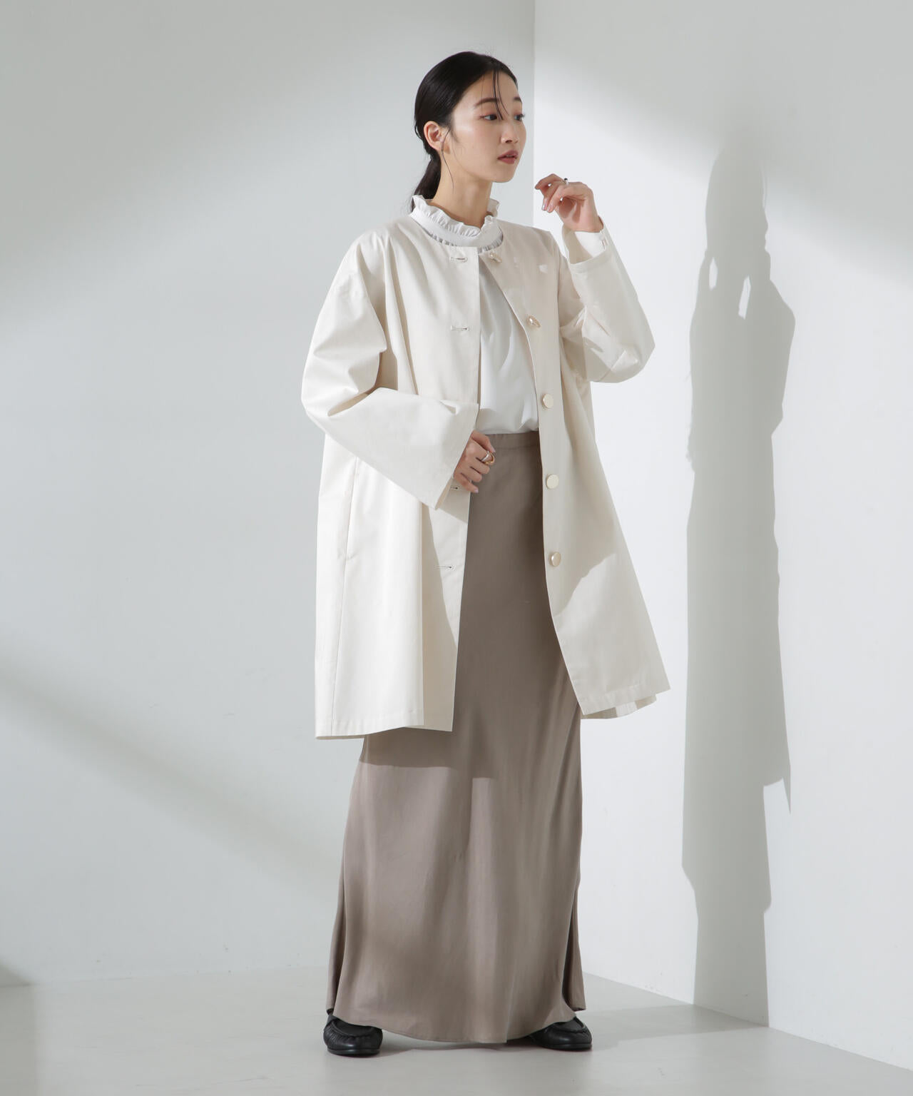 【人気シリーズ！春の機能性アウター】撥水&花粉ガードノーカラーコート 6735111304