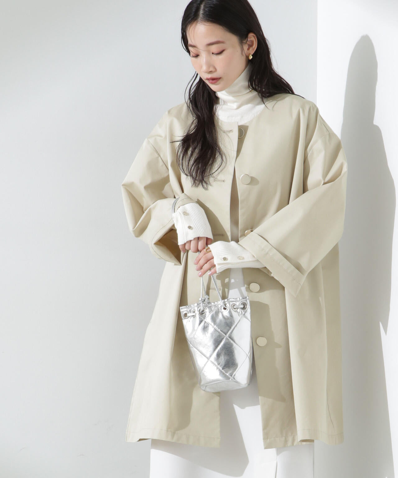 【人気シリーズ！春の機能性アウター】撥水&花粉ガードノーカラーコート 6735111304