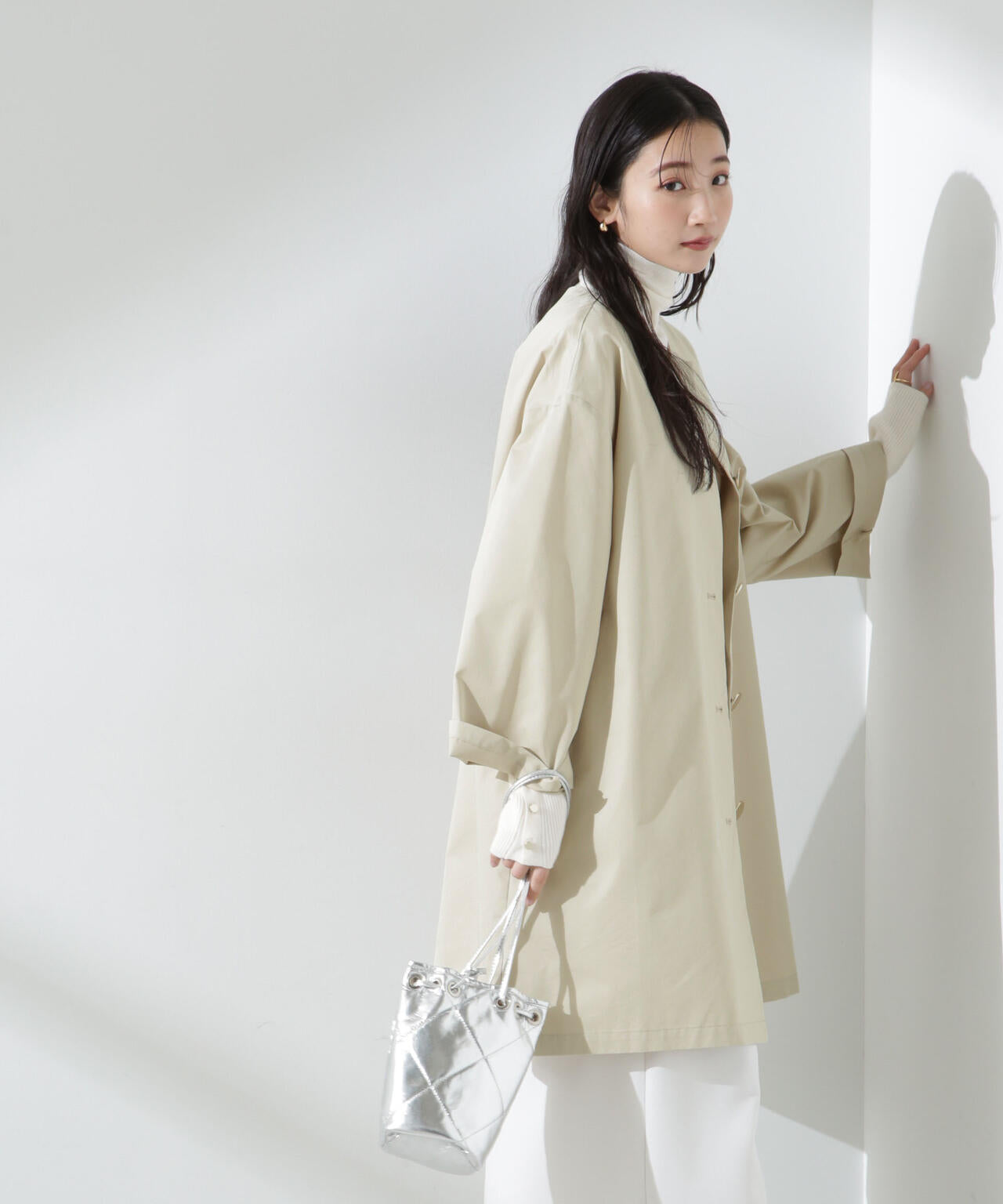 【人気シリーズ！春の機能性アウター】撥水&花粉ガードノーカラーコート 6735111304