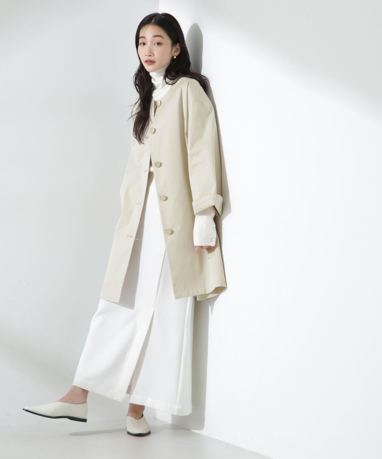 【人気シリーズ！春の機能性アウター】撥水&花粉ガードノーカラーコート 6735111304