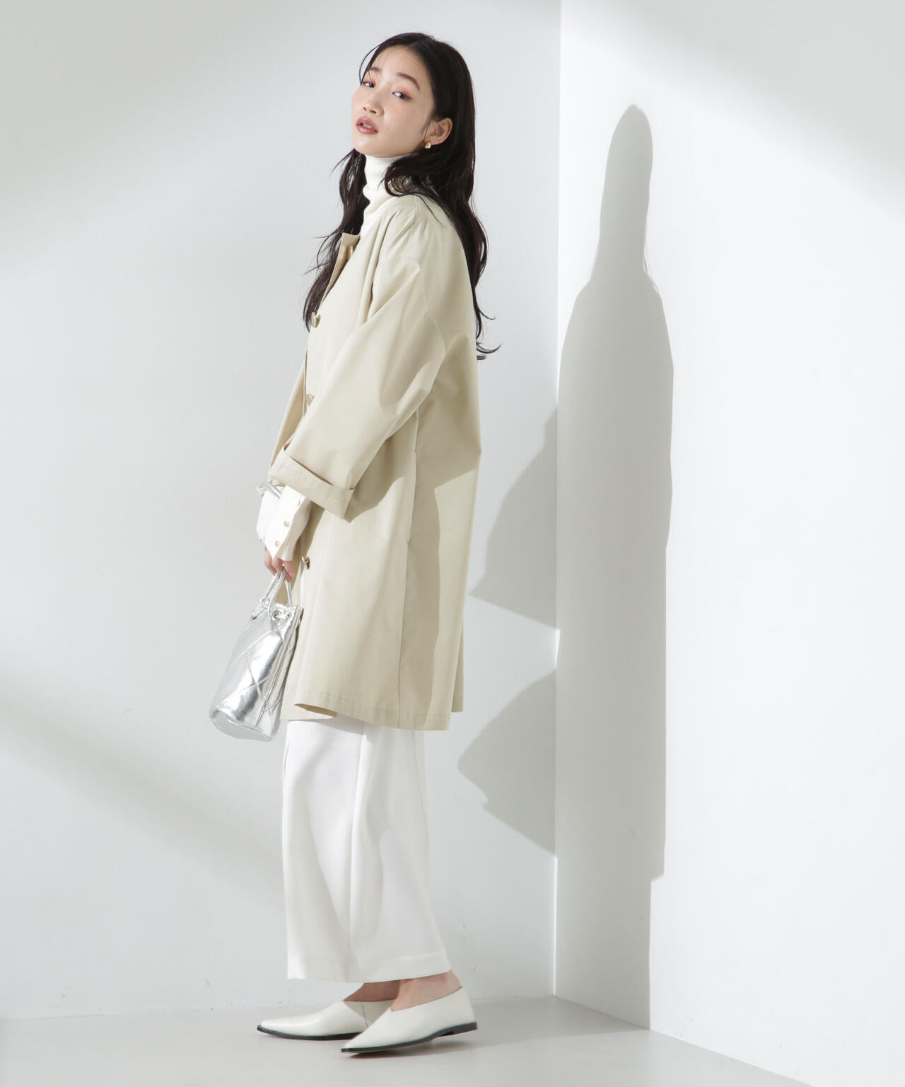 【人気シリーズ！春の機能性アウター】撥水&花粉ガードノーカラーコート 6735111304