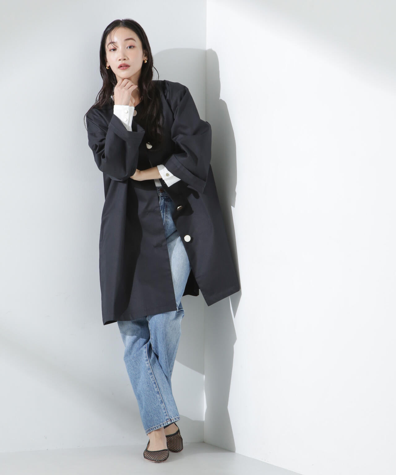 【人気シリーズ！春の機能性アウター】撥水&花粉ガードノーカラーコート 6735111304