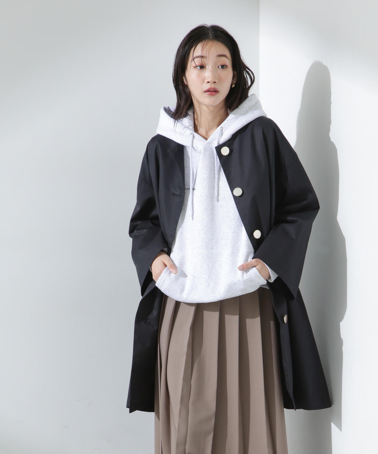 【人気シリーズ！春の機能性アウター】撥水&花粉ガードノーカラーコート 6735111304