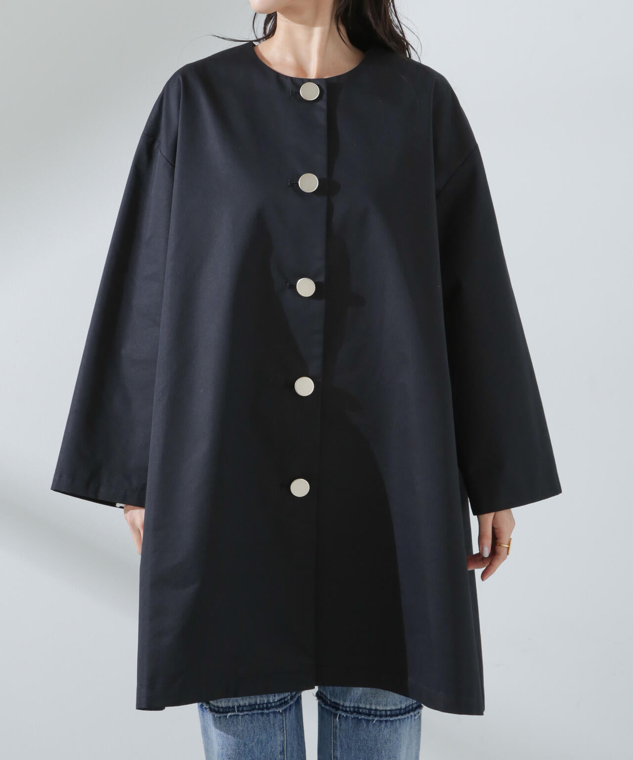 【人気シリーズ！春の機能性アウター】撥水&花粉ガードノーカラーコート 6735111304