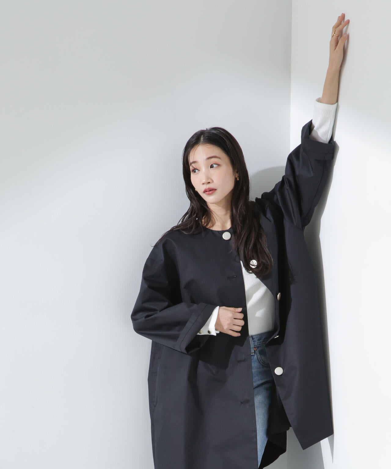 【人気シリーズ！春の機能性アウター】撥水&花粉ガードノーカラーコート 6735111304