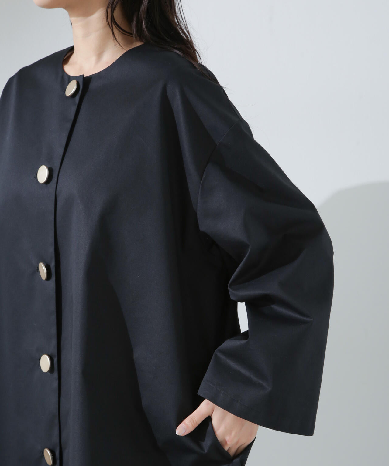 【人気シリーズ！春の機能性アウター】撥水&花粉ガードノーカラーコート 6735111304