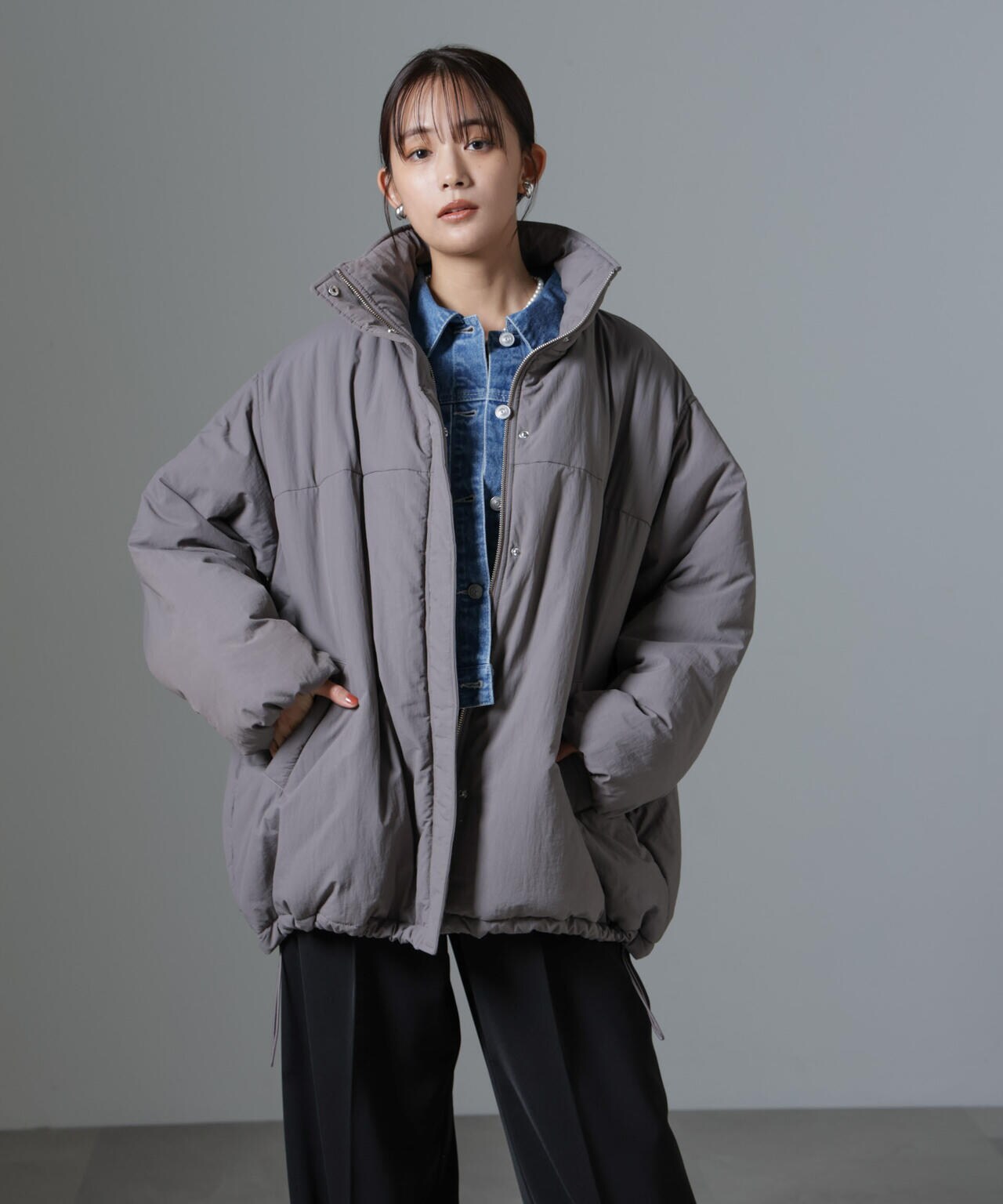 撥水加工 中綿スタンドオーバージップブルゾン 6735112301