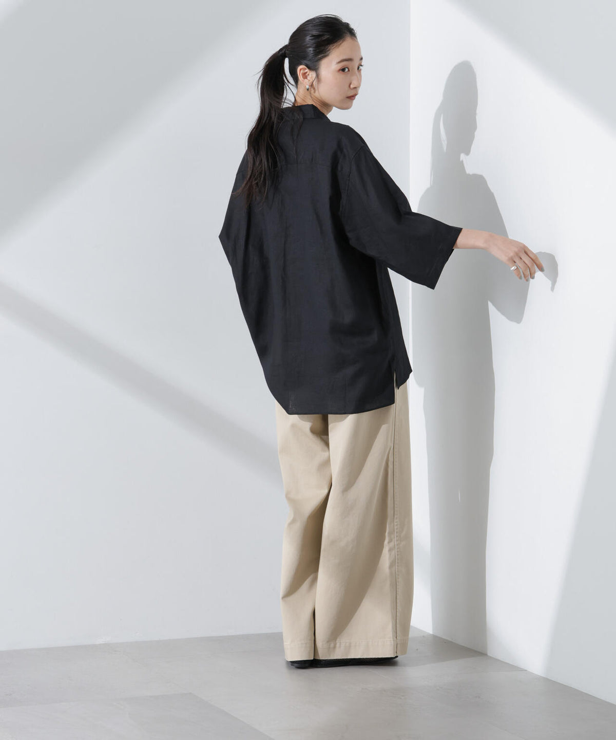 Anti Smell Linen プルオーバーVネックシャツ 6735121301