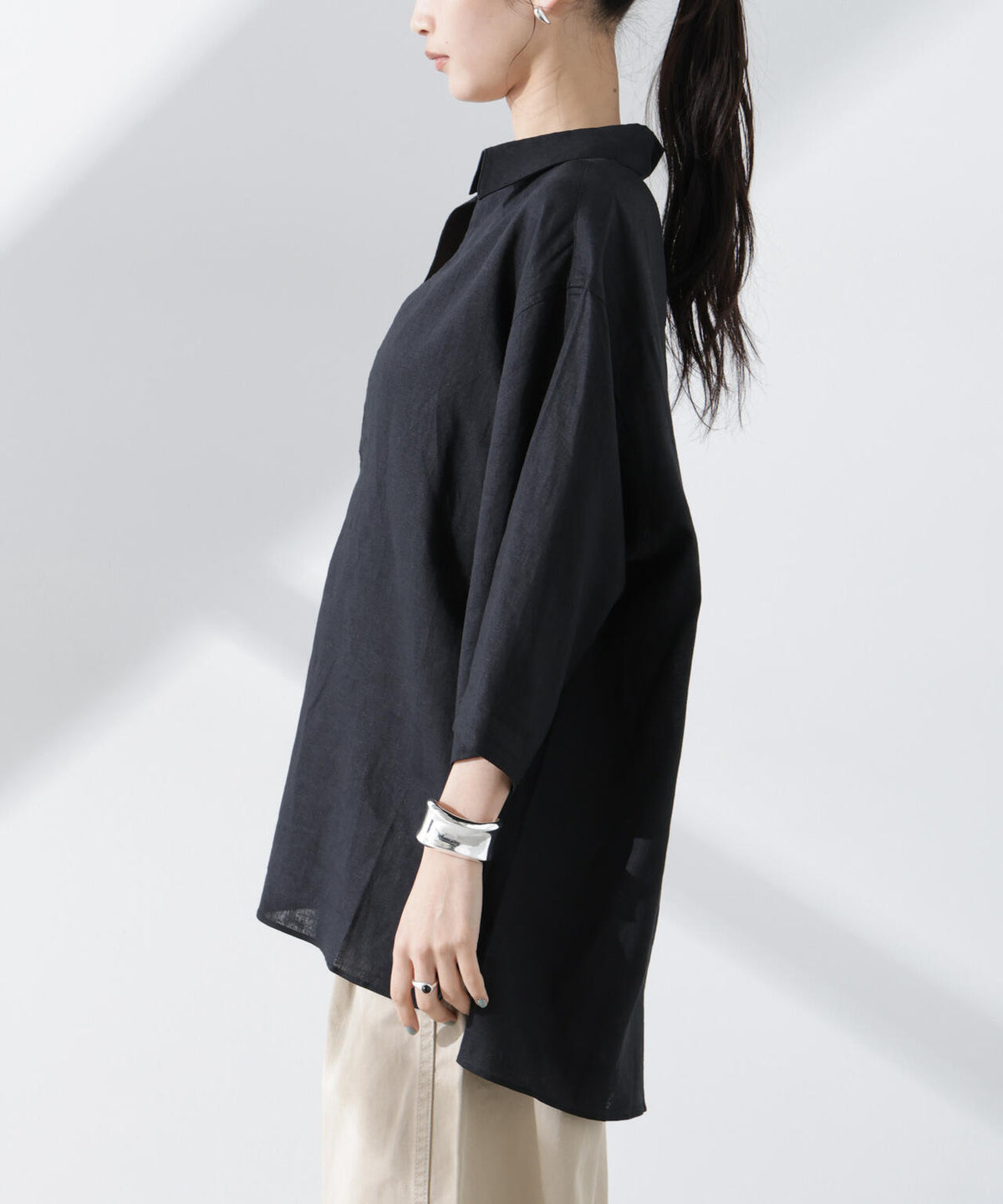 Anti Smell Linen プルオーバーVネックシャツ 6735121301