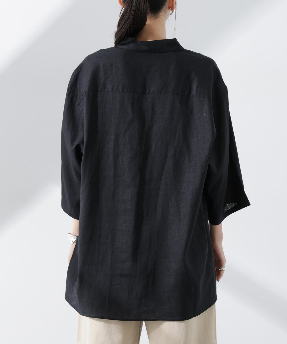 Anti Smell Linen プルオーバーVネックシャツ 6735121301