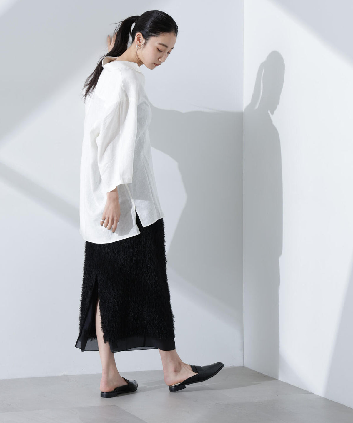 Anti Smell Linen プルオーバーVネックシャツ 6735121301