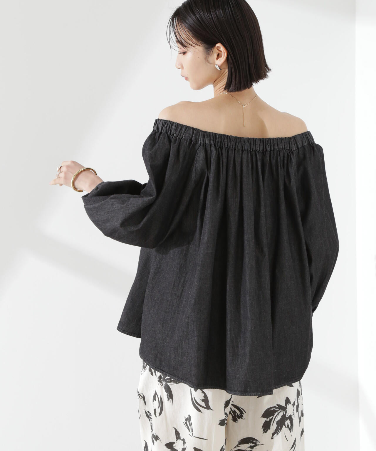 ライトデニムギャザーブラウス(セットアップ可) 6735121310