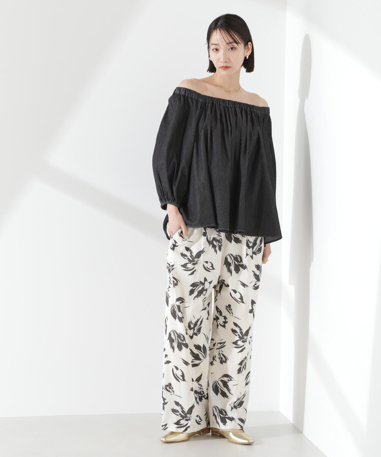 ライトデニムギャザーブラウス(セットアップ可) 6735121310