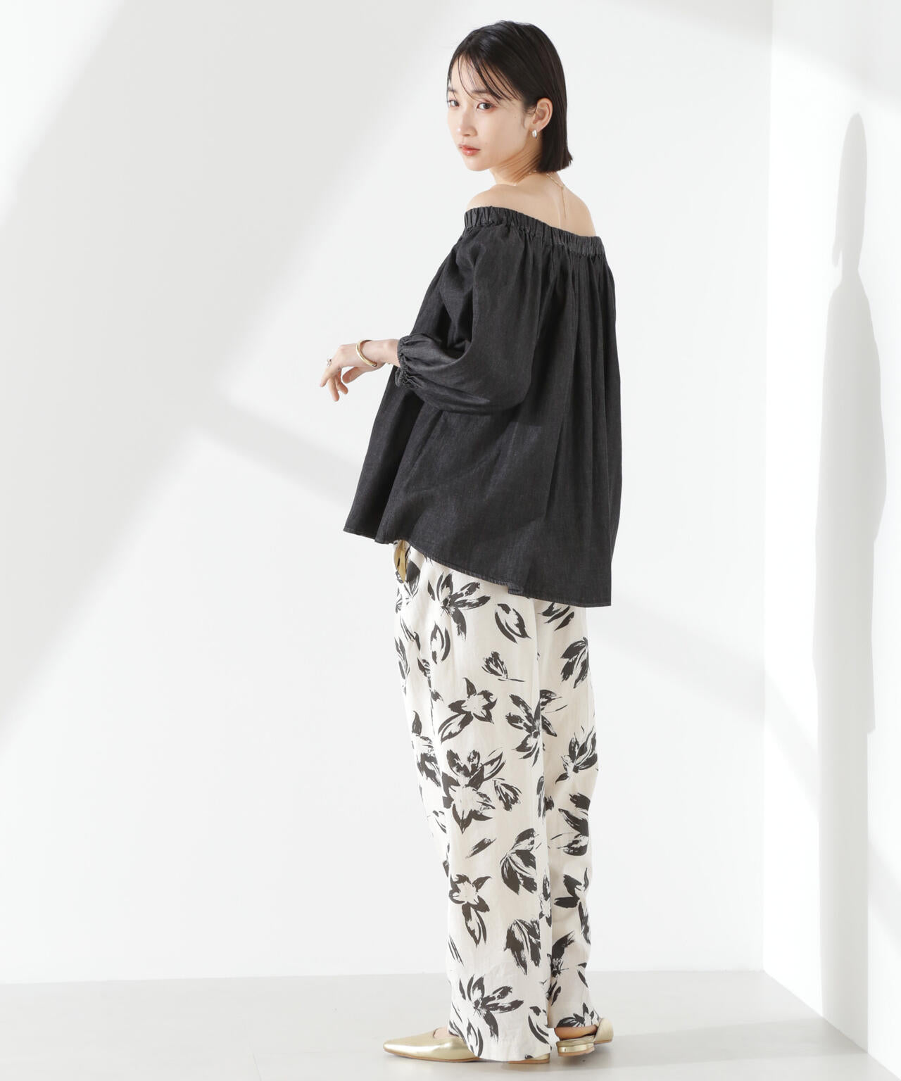 ライトデニムギャザーブラウス(セットアップ可) 6735121310