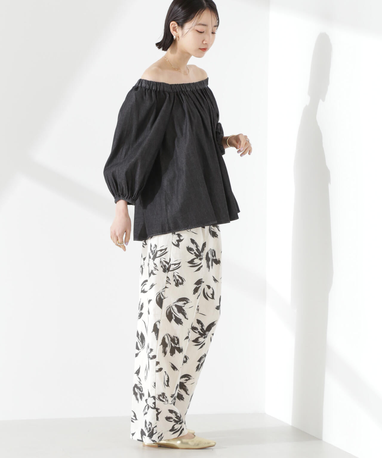 ライトデニムギャザーブラウス(セットアップ可) 6735121310