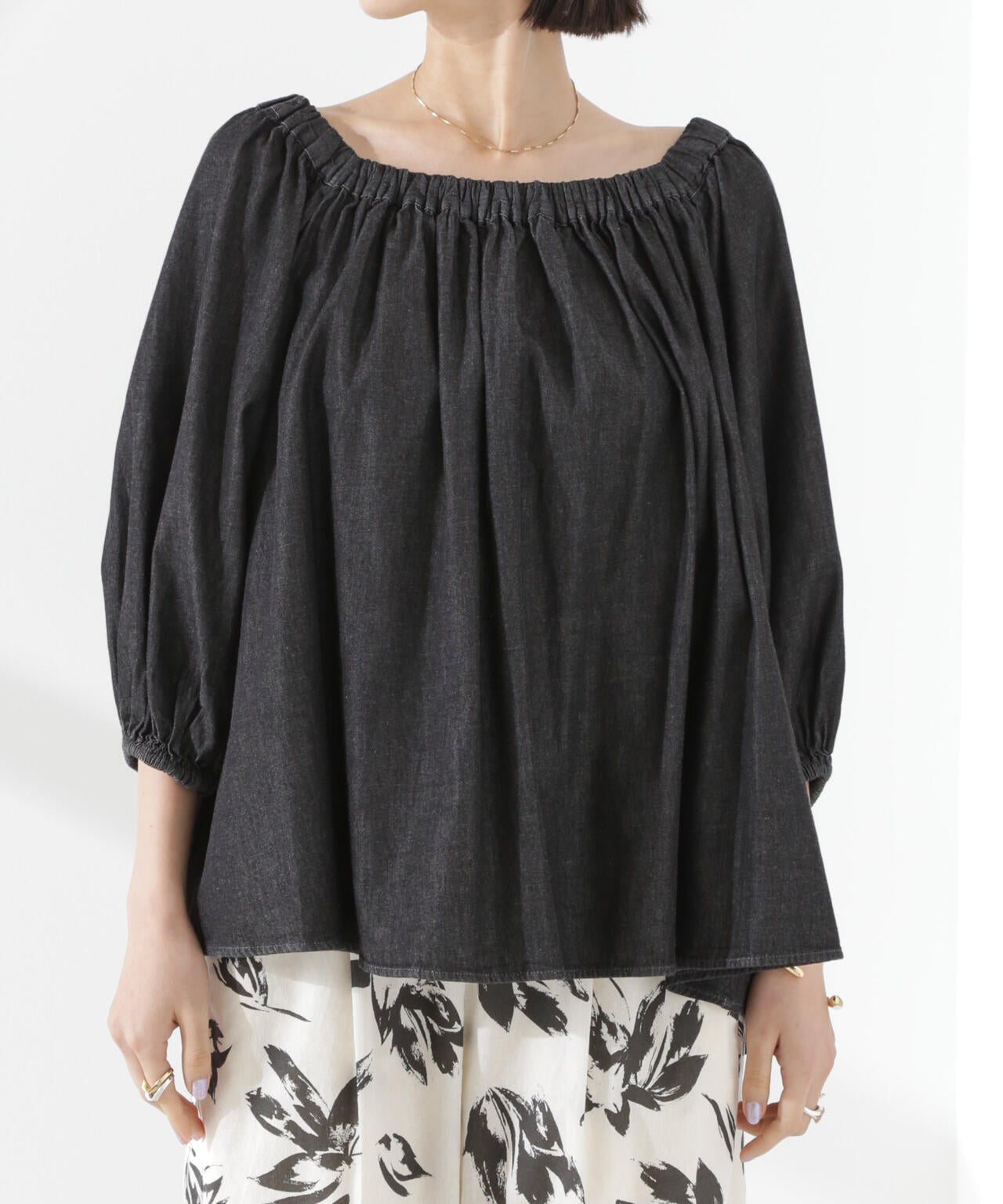 ライトデニムギャザーブラウス(セットアップ可) 6735121310