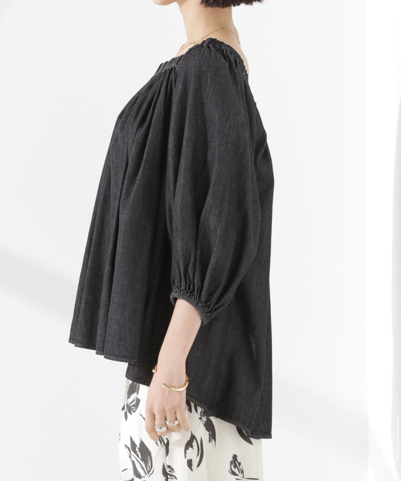 ライトデニムギャザーブラウス(セットアップ可) 6735121310