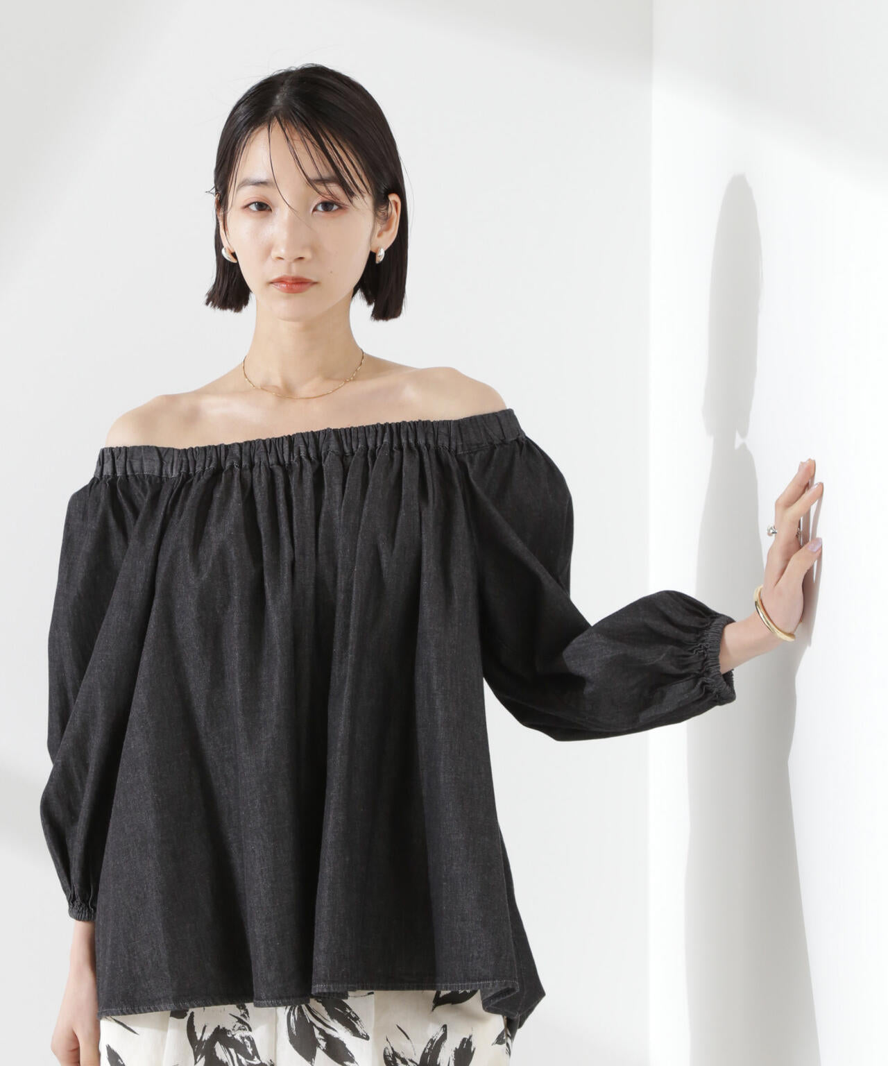 ライトデニムギャザーブラウス(セットアップ可) 6735121310