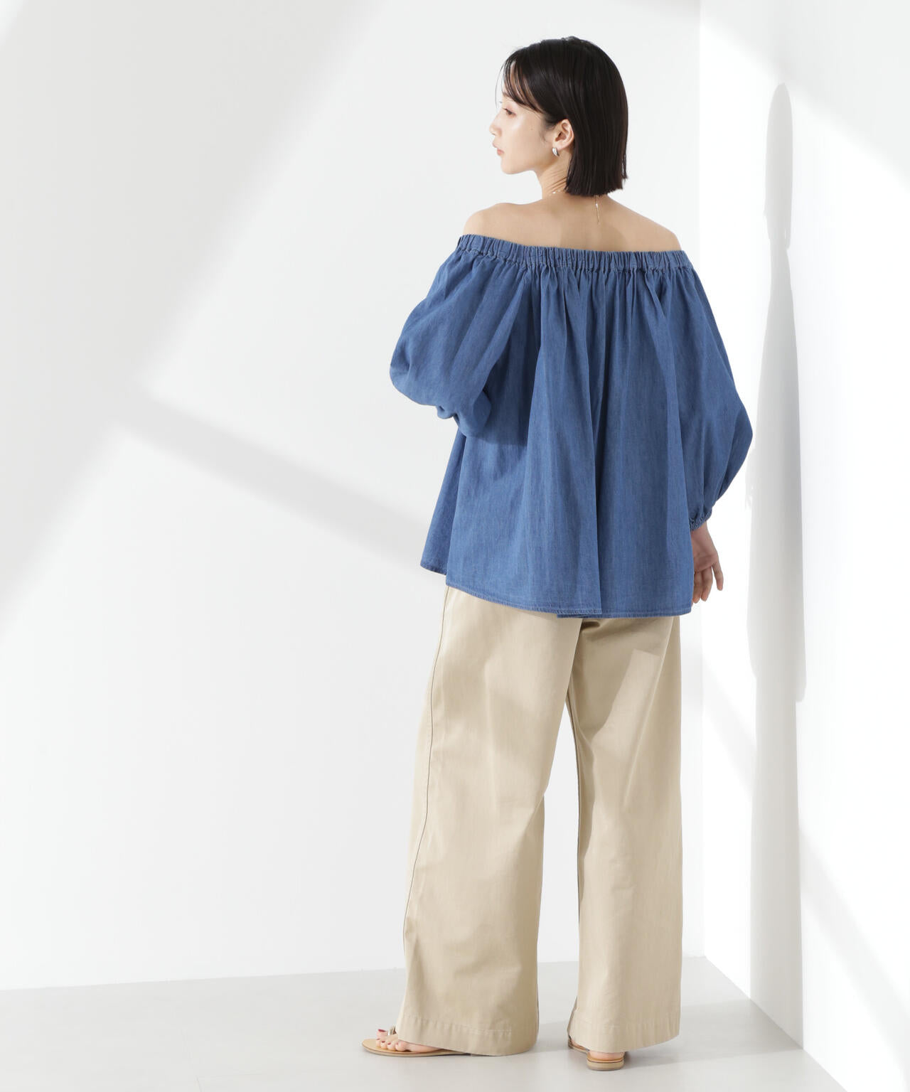 ライトデニムギャザーブラウス(セットアップ可) 6735121310