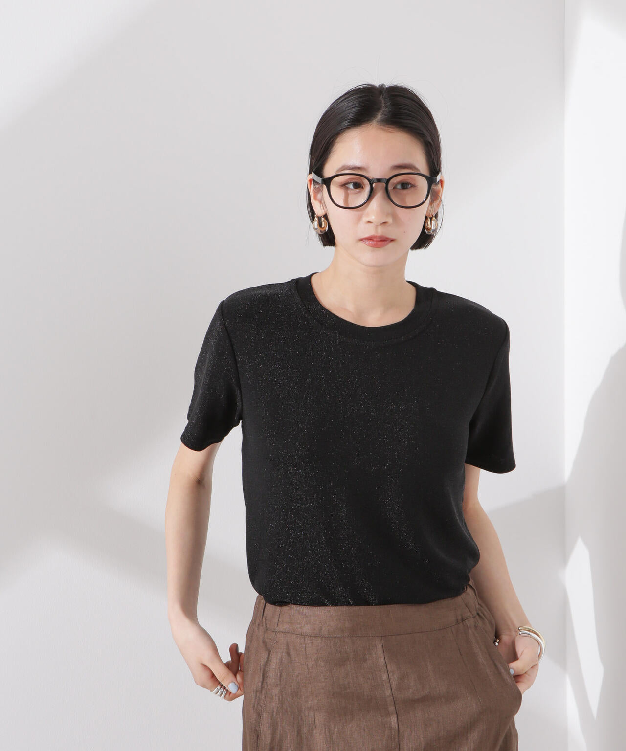 ラメカットクルーネックＴシャツ 6735124320